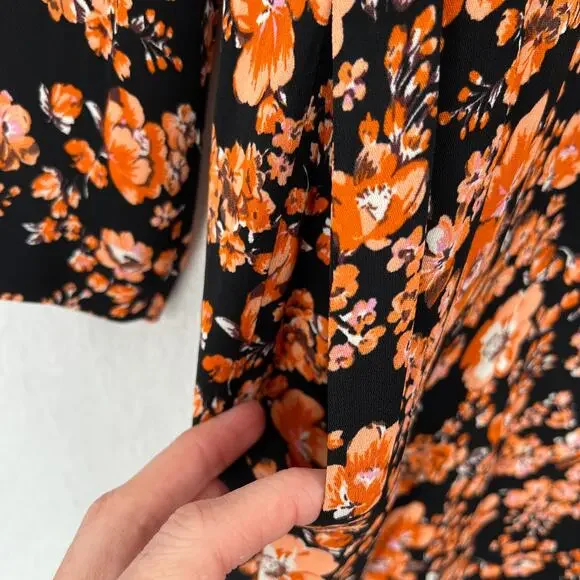 BAUM UND PFERDGARTEN Ani Tie Neck Midi Dress Womens 34 XS Navy Orange NWT